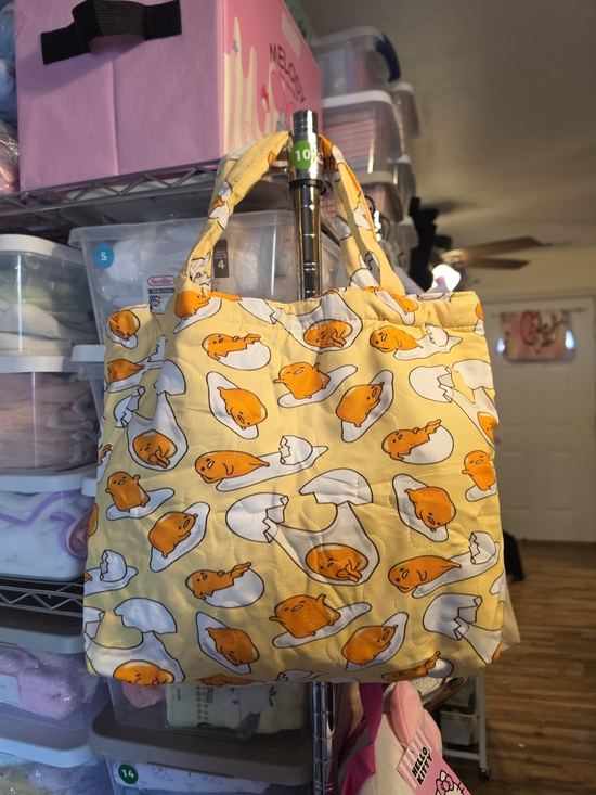 Handbags - #GUD-2482 Gudetama Yellow Egg-Print Tote Bag 13.5x15"